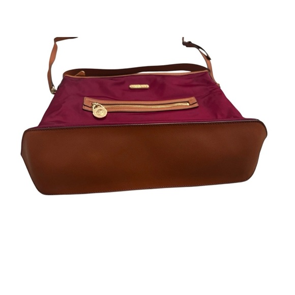 MICHAEL KORS Kempton Nylon Tote Purse Leather Trim Lightweight Bag Shoulder - Picture 3 of 11